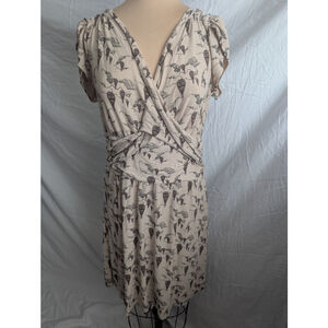 Anthropologie Leifnotes Up &‎ Away Hot Air Balloon Dress Women's L Beige & Black